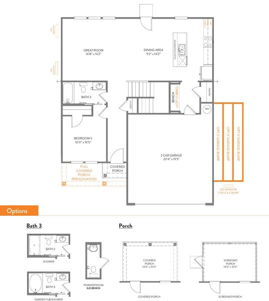 2D floor plan layout for the Whitney by True Homes in Westbrook Falls, Colfax, NC (Image 8).