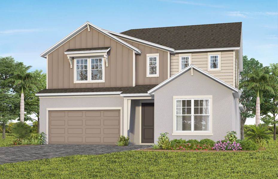 Representative exterior photo of a completed home built from the Ruby by Pulte Homes in Lakehaven Estates, Clermont, FL (Image 19). Representative exterior photo of a completed home built from the Ruby by Pulte Homes in Lakehaven Estates, Clermont, FL (Image 19).