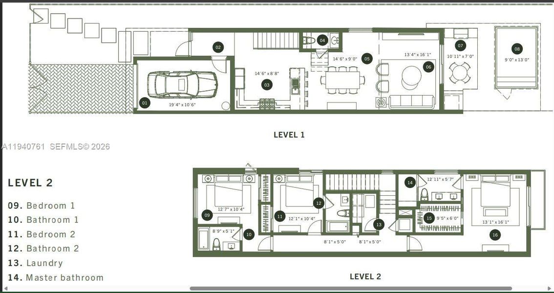 2D floor plan layout of this home in , Miami, FL (Image 3).