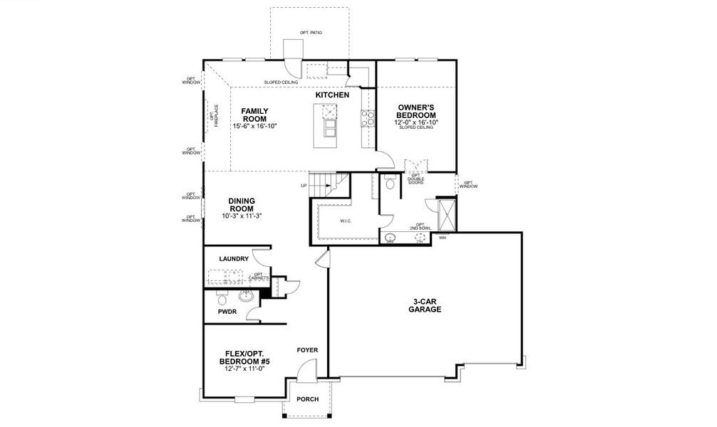 2D floor plan layout for the Columbus by M/I Homes in Hickory Ridge, Elmendorf, TX (Image 4).