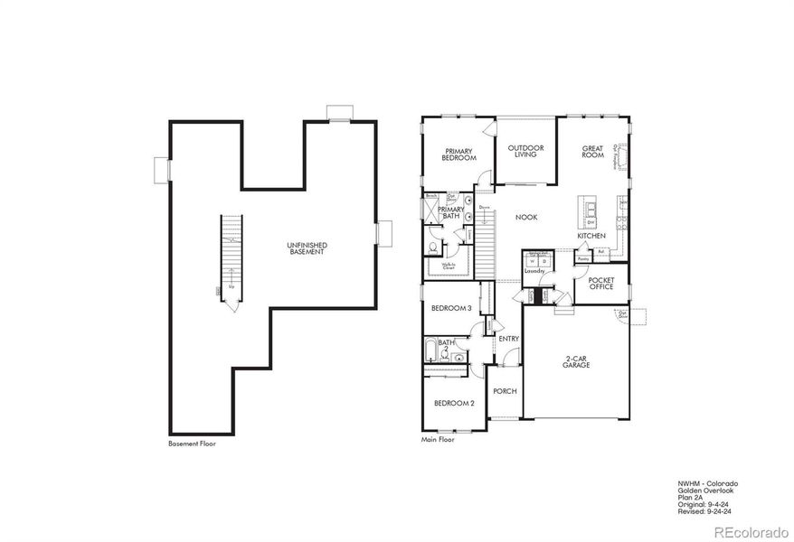 2D floor plan layout of this home in The Manors Collection at Golden Overlook, Lakewood, CO (Image 5).