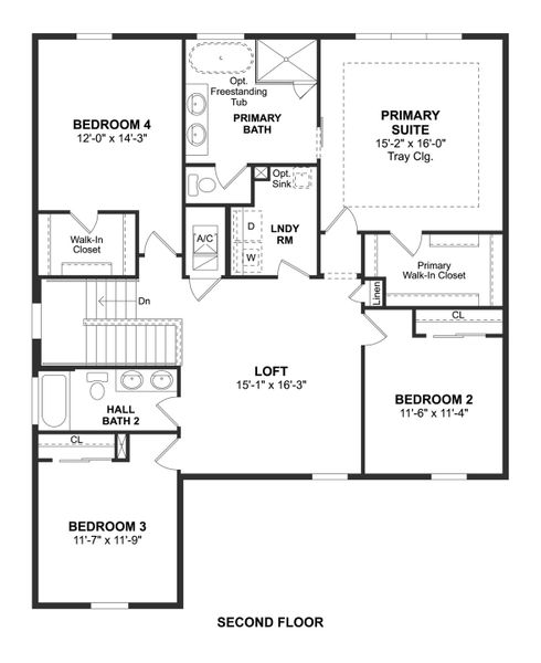 2D floor plan layout for the Sanya II by K. Hovnanian® Homes in Osprey Ranch, Winter Garden, FL (Image 4).