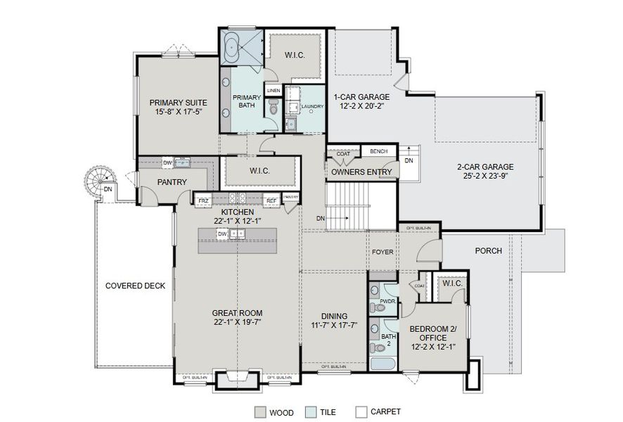 2D floor plan layout for the Oak by Work Shop Colorado in Signature at Crystal Valley, Castle Rock, CO (Image 4). 2D floor plan layout for the Oak by Work Shop Colorado in Signature at Crystal Valley, Castle Rock, CO (Image 4).