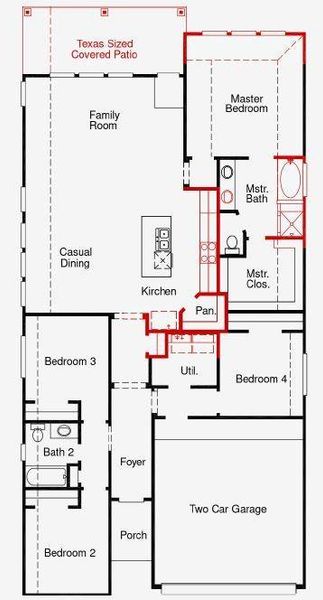 2D floor plan layout of this home in The Highlands, Porter, TX (Image 5).
