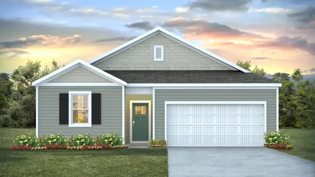 Representative exterior photo of a completed home built from the Kerry by D.R. Horton in Caspian Ridge, Richlands, NC (Image 1). Representative exterior photo of a completed home built from the Kerry by D.R. Horton in Caspian Ridge, Richlands, NC (Image 1).