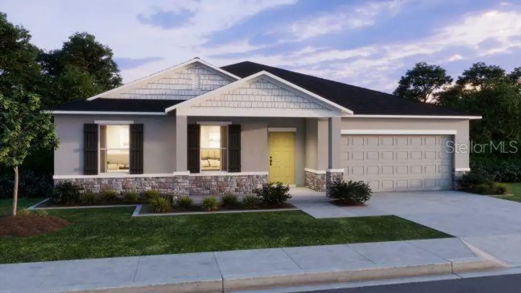 Front exterior of a new home in Royal Highlands, Weeki Wachee, FL, highlighting curb appeal (Image 2). Front exterior of a new home in Royal Highlands, Weeki Wachee, FL, highlighting curb appeal (Image 2).