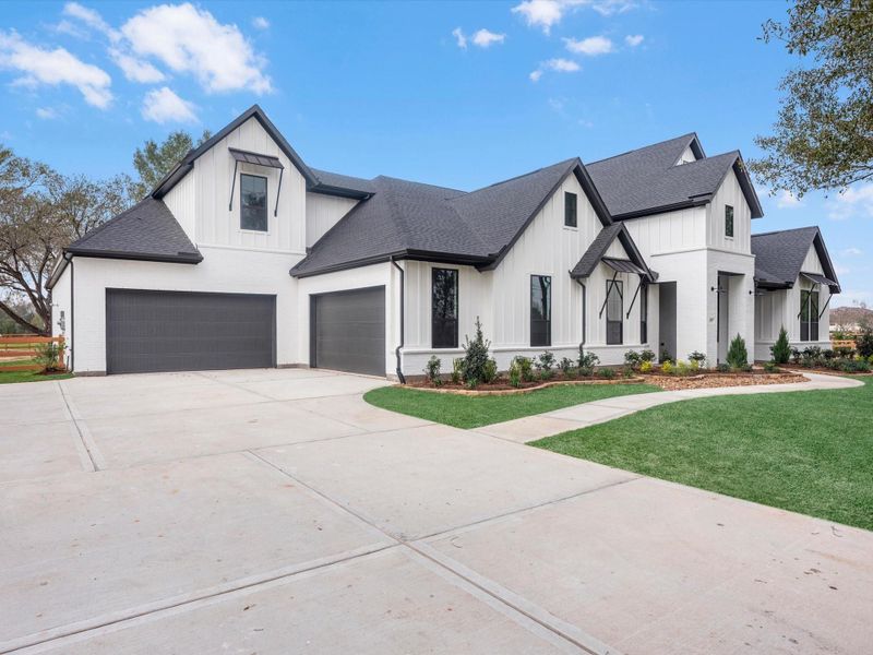 Front exterior of a new home in , Fulshear, TX, highlighting curb appeal (Image 22).