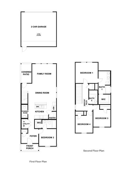 2D floor plan layout for the The Emily by D.R. Horton in Mayfair, New Braunfels, TX (Image 3).