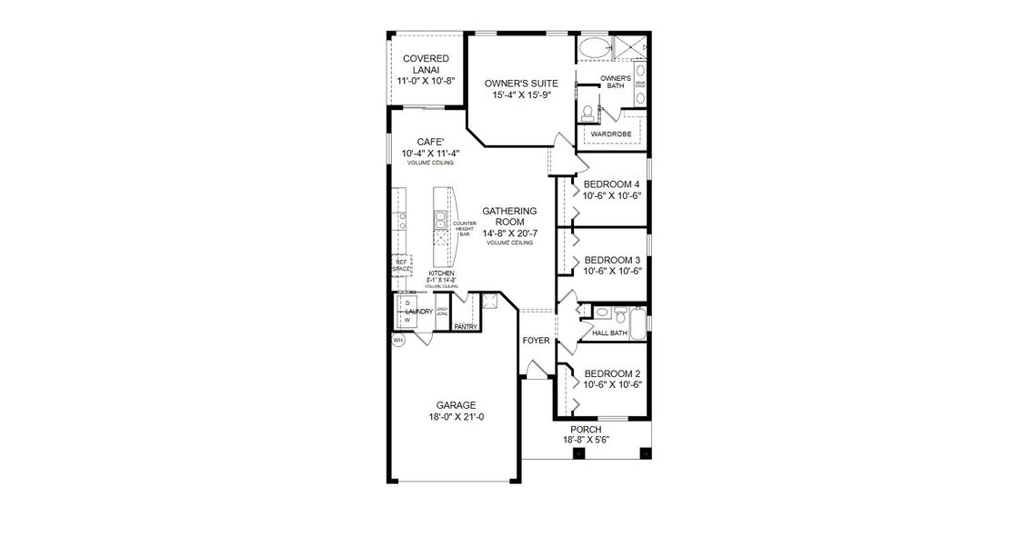 2D floor plan layout for the Parker by Highland Homes of Florida in Bellaviva, Auburndale, FL (Image 3).