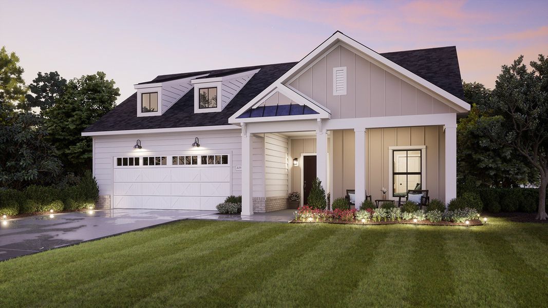 Representative exterior photo of a completed home built from the Promenade by Epcon Communities in Lakeside at Millican Reserve, College Station, TX (Image 24).