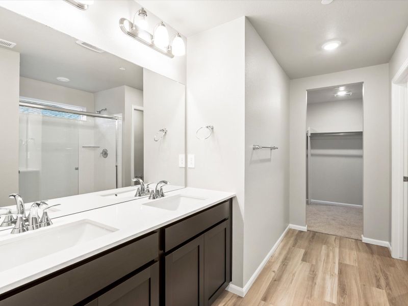 Furnished interior view inside a new home in Buffalo Highlands: The Flora Collection, Commerce City (Image 6). Furnished interior view inside a new home in Buffalo Highlands: The Flora Collection, Commerce City (Image 6).