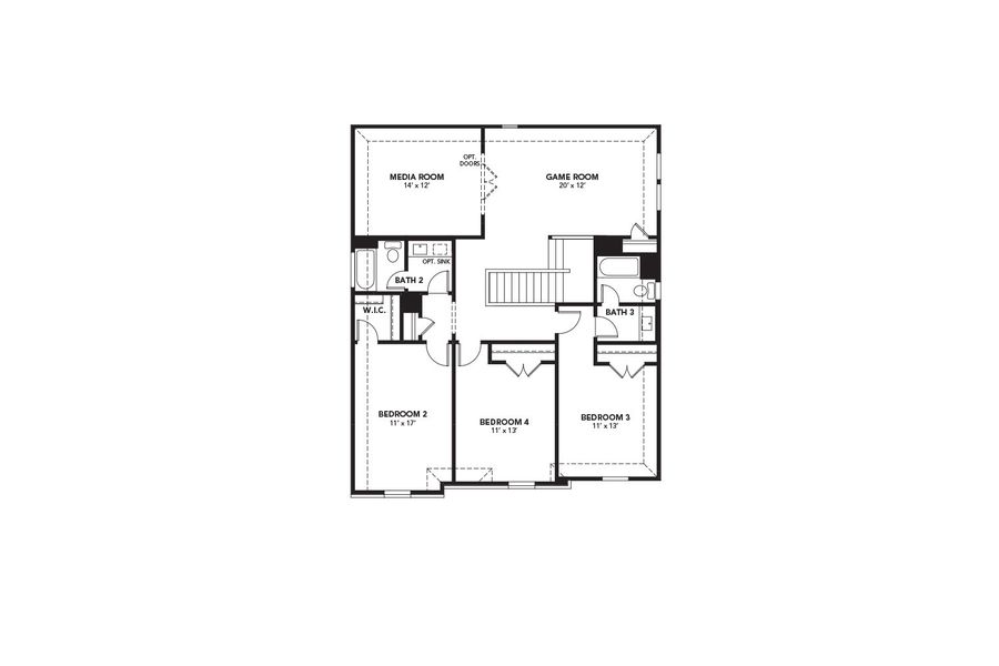 2D floor plan layout for the Capri by DRB Homes in Briarwood, Elgin, TX (Image 4).