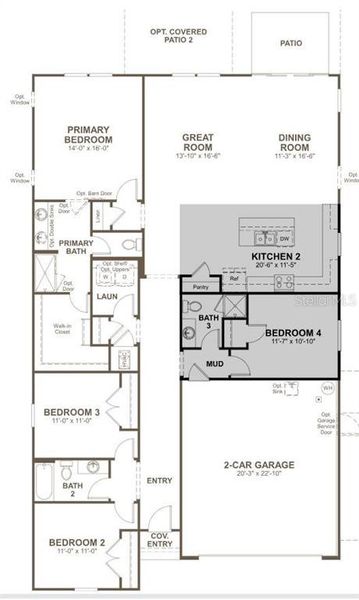 2D floor plan layout of this home in SummerTide, Palm Coast, FL (Image 4).