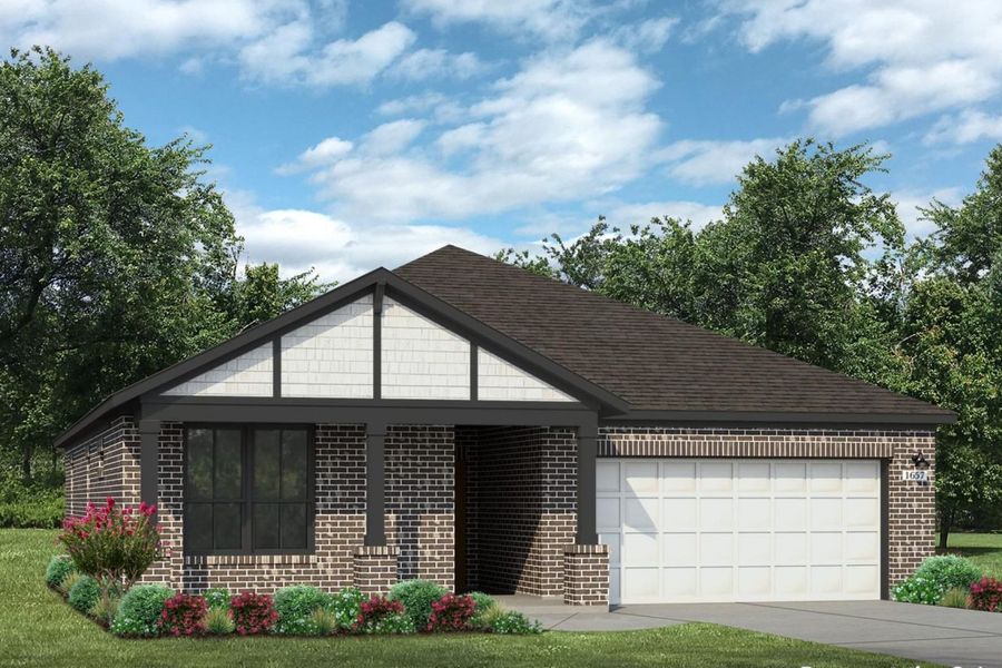 Front exterior of a new home in Attwater, Waller, TX, highlighting curb appeal (Image 1). Front exterior of a new home in Attwater, Waller, TX, highlighting curb appeal (Image 1).