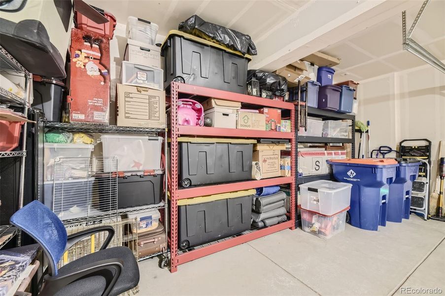 Included red/black storage racks