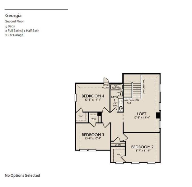 2D floor plan layout of this home in Patterson Ranch, Georgetown, TX (Image 4).
