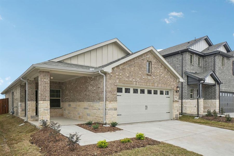 Front exterior of a new home in Parks at Foster Crossing - Spring Series, Anna, TX, highlighting curb appeal (Image 2). Front exterior of a new home in Parks at Foster Crossing - Spring Series, Anna, TX, highlighting curb appeal (Image 2).