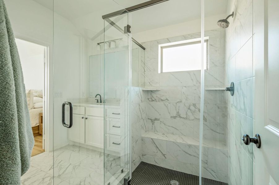 Large Walk-In Shower with Bench