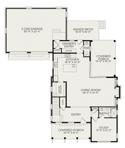 2D floor plan layout for the Grace by Homes by Dickerson in The Founding at Blue Ridge, Raleigh, NC (Image 5). 2D floor plan layout for the Grace by Homes by Dickerson in The Founding at Blue Ridge, Raleigh, NC (Image 5).