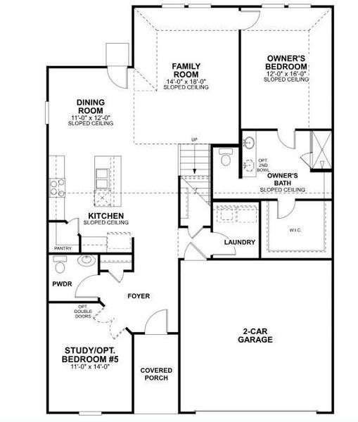 2D floor plan layout of this home in Cascades at Onion Creek, Austin, TX (Image 4).