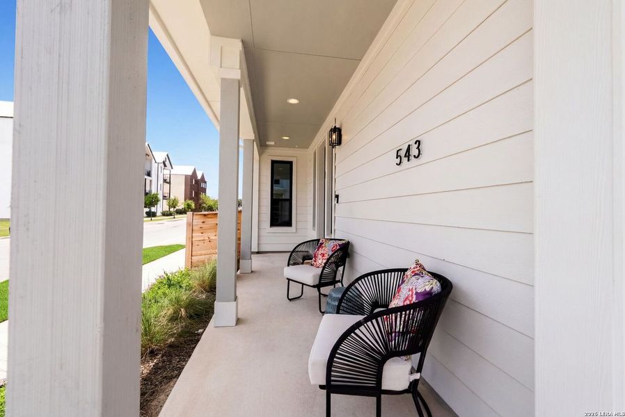 Exterior details and patio area of a home in Victoria Commons, San Antonio (Image 3).