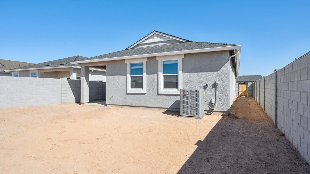 Exterior details and patio area of a home in Radiance at Superstition Vistas, Apache Junction (Image 19).