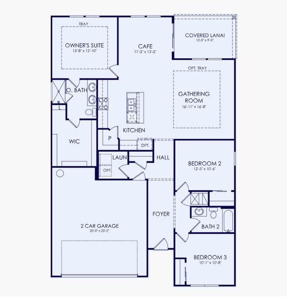 2D floor plan layout of this home in Sun City Peachtree, Griffin, GA (Image 3).