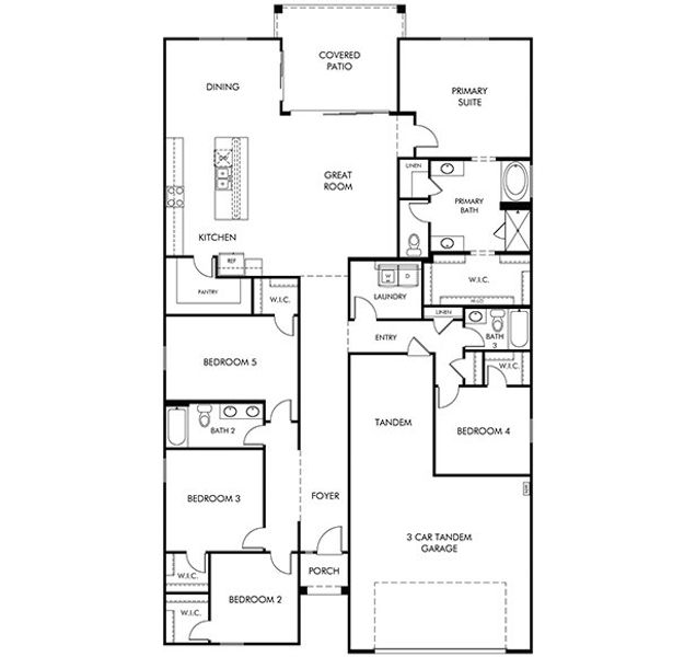 2D floor plan layout for the Bailey by Meritage Homes in Paloma Creek - Signature Series, Surprise, AZ (Image 4).
