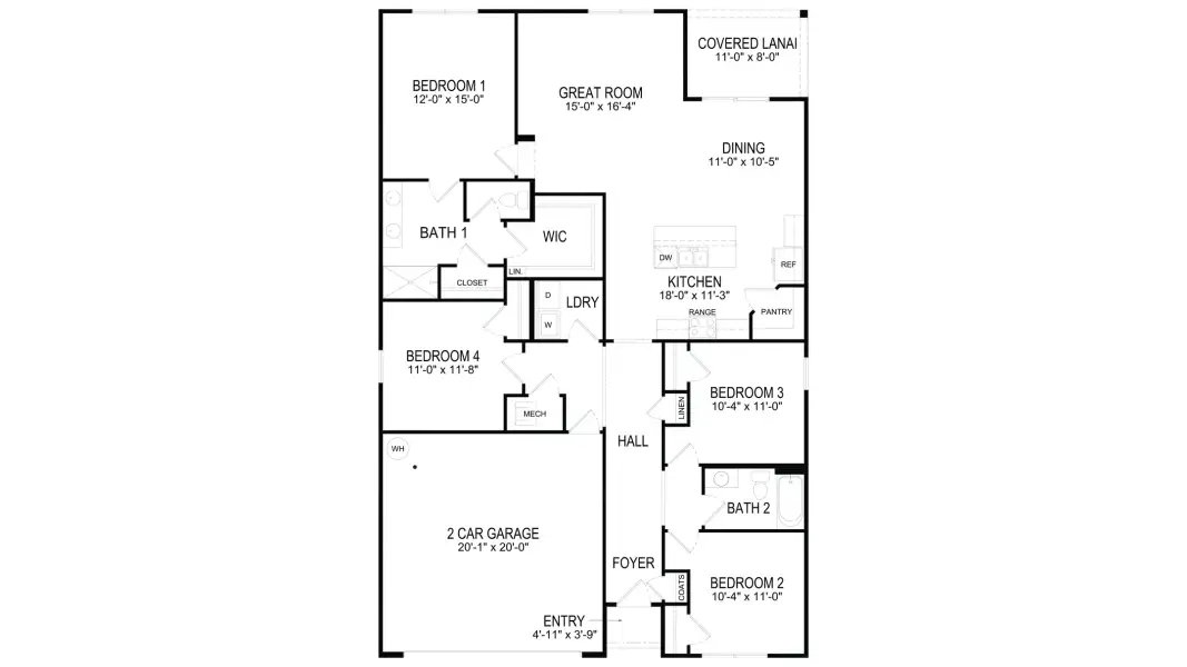 2D floor plan layout for the Cali by D.R. Horton in Tara Verde, Newberry, FL (Image 3). 2D floor plan layout for the Cali by D.R. Horton in Tara Verde, Newberry, FL (Image 3).