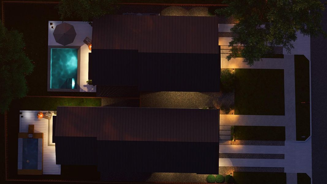 Aerial view at twilight