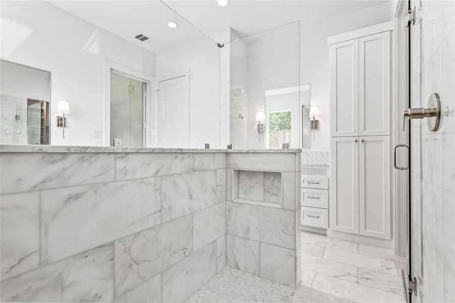 Spacious walk-in shower