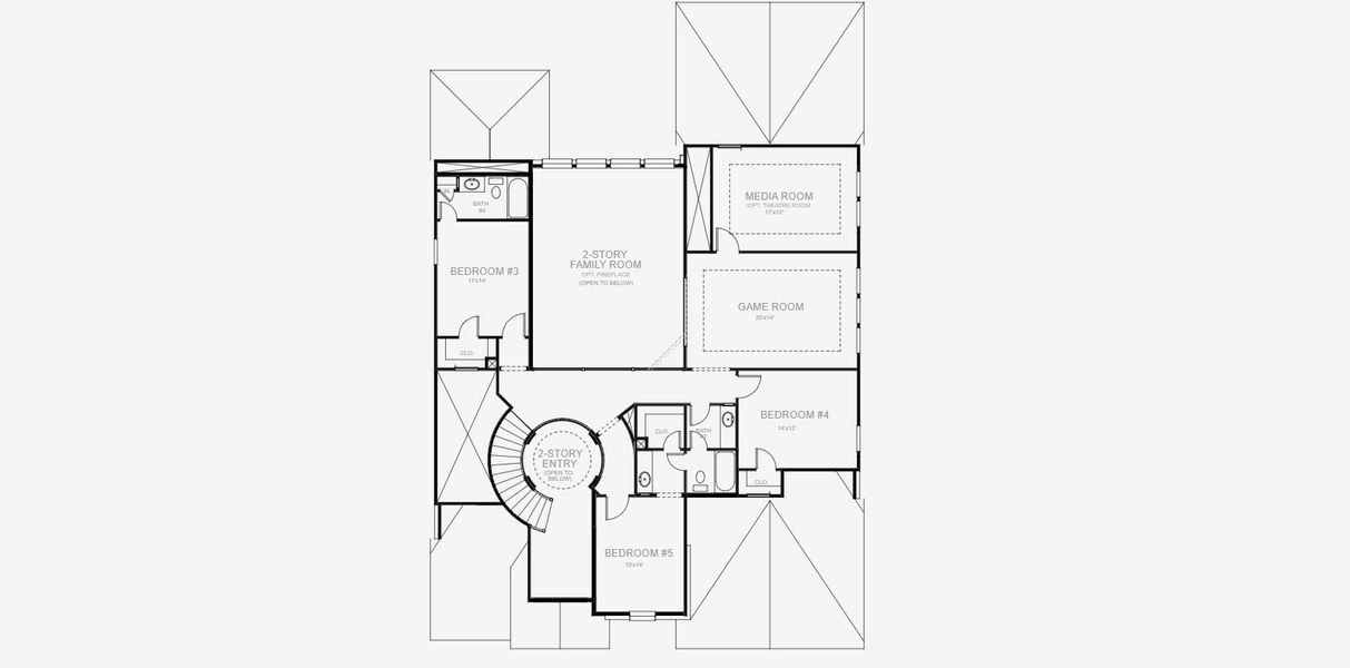 2D floor plan layout for the 4016W by Perry Homes in Windborne 100', Converse, TX (Image 3).