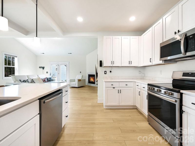 Large bright kitchen.