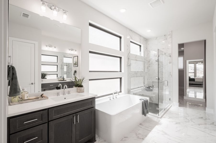 Representative furnished interior of a home built from the Bogata by Tri Pointe Homes in Harvest Green, Richmond (Image 58).