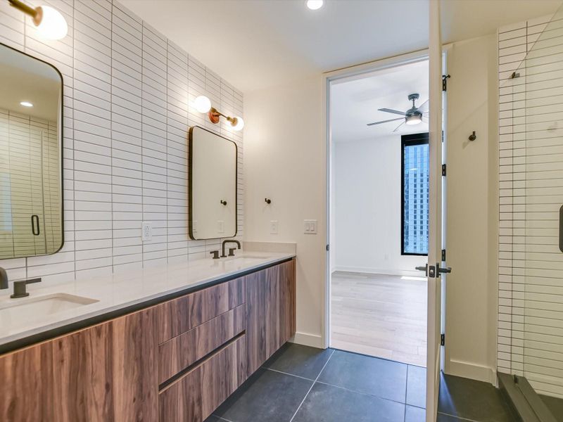 Primary Bathroom with dual sinks.