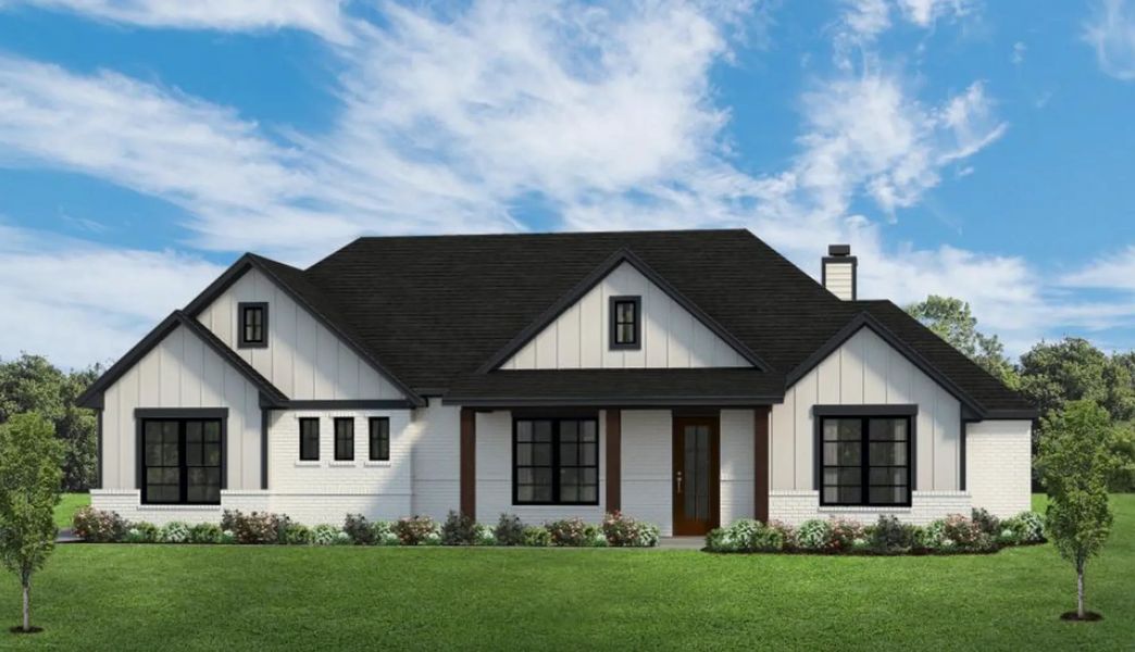 Representative exterior photo of a completed home built from the The Brazos by Elmwood Custom Homes in Matthews Farm, Venus, TX (Image 5). Representative exterior photo of a completed home built from the The Brazos by Elmwood Custom Homes in Matthews Farm, Venus, TX (Image 5).