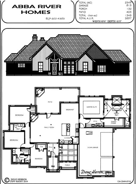 2D floor plan layout for the 124-2549-0719 by Abba River Homes in Stanford Estates, Springtown, TX (Image 2). 2D floor plan layout for the 124-2549-0719 by Abba River Homes in Stanford Estates, Springtown, TX (Image 2).