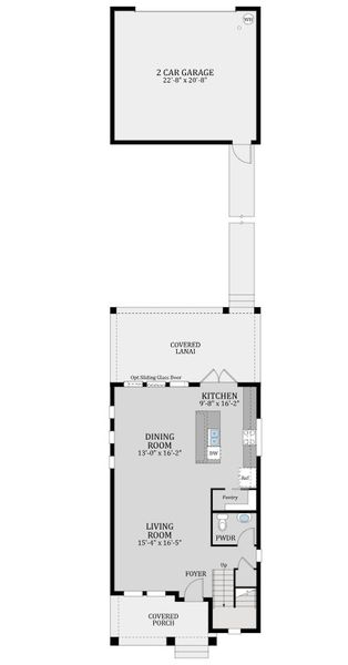 2D floor plan layout for the Mason by Dream Finders Homes in Laureate Park (Craft Homes), Orlando, FL (Image 3).