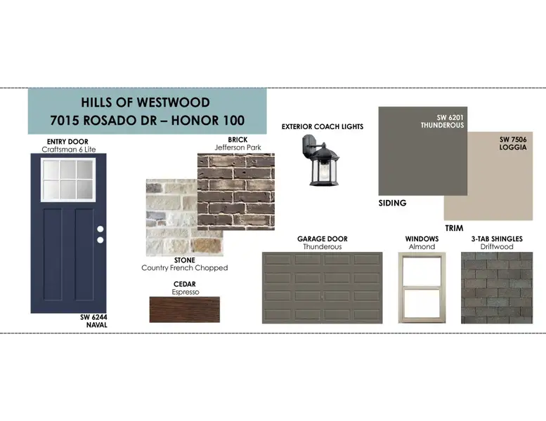 Sample of building materials used in homes in Hills of Westwood, Temple (Image 3).
