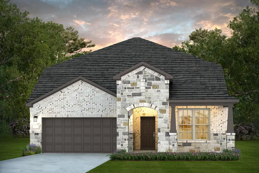 Front exterior of a new home in Dove Song, Marion, TX, highlighting curb appeal (Image 1). Front exterior of a new home in Dove Song, Marion, TX, highlighting curb appeal (Image 1).
