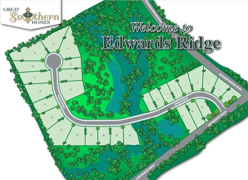 An aerial layout showcases Edwards Ridge, a planne