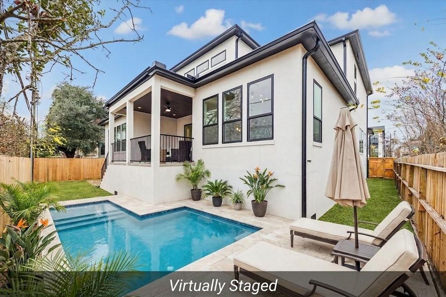Exterior details and patio area of a home in , Bellaire (Image 28).