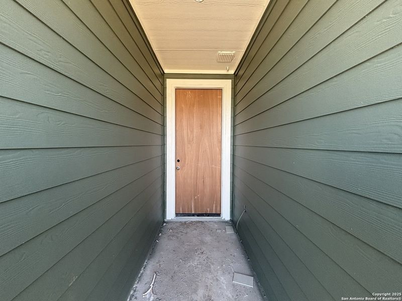 Exterior details and patio area of a home in The Summit at Saddlebrook Ranch 55's, Schertz (Image 3).