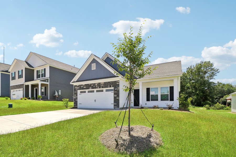 Representative exterior photo of a completed home built from the Buck Island II by Great Southern Homes in Providence Station at Trolley Run, Aiken, SC (Image 42).