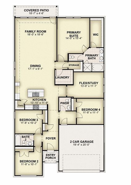 2D floor plan layout of this home in Creekside, Royse City, TX (Image 4).