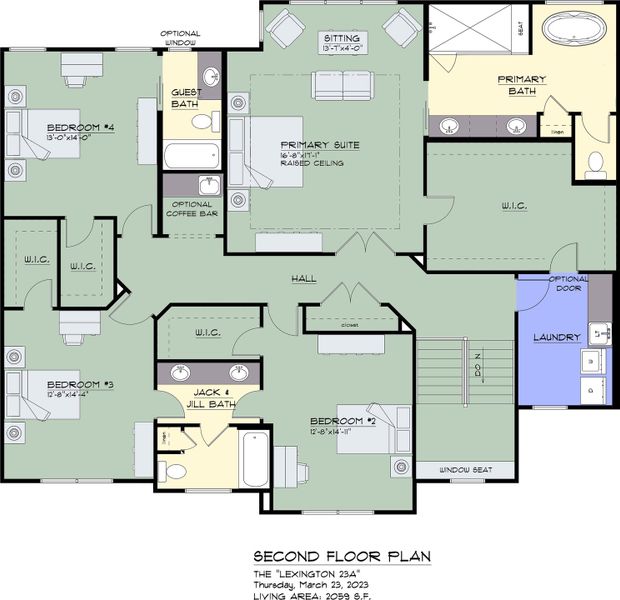 2D floor plan layout for the The Lexington by Forbes Capretto Homes in Wheatfield Crossing, North Tonawanda, NY (Image 28).