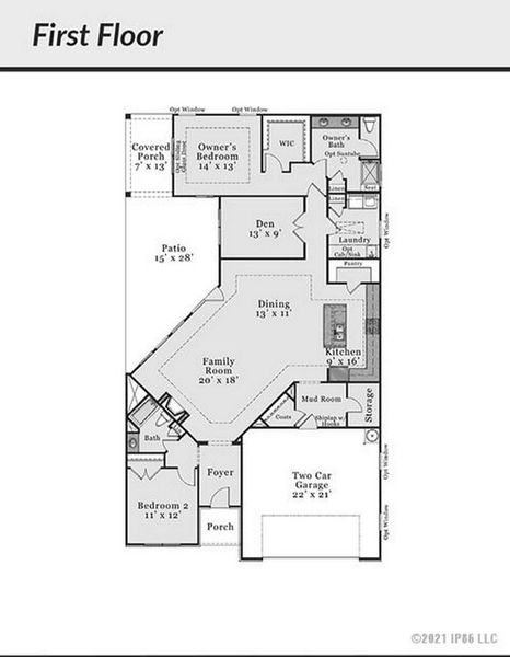 2D floor plan layout for the Promenade Craftsman by Epcon Communities in The Cottages at 78 North, Sanford, NC (Image 2). 2D floor plan layout for the Promenade Craftsman by Epcon Communities in The Cottages at 78 North, Sanford, NC (Image 2).
