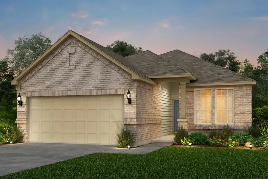 Front exterior of a new home in Mavera, Conroe, TX, highlighting curb appeal (Image 1). Front exterior of a new home in Mavera, Conroe, TX, highlighting curb appeal (Image 1).