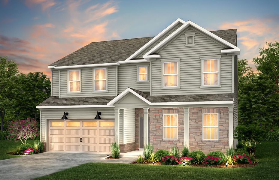 Front exterior of a new home in Parkside Crossing, Charlotte, NC, highlighting curb appeal (Image 21).