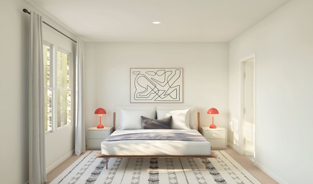 Primary suite with plush carpet